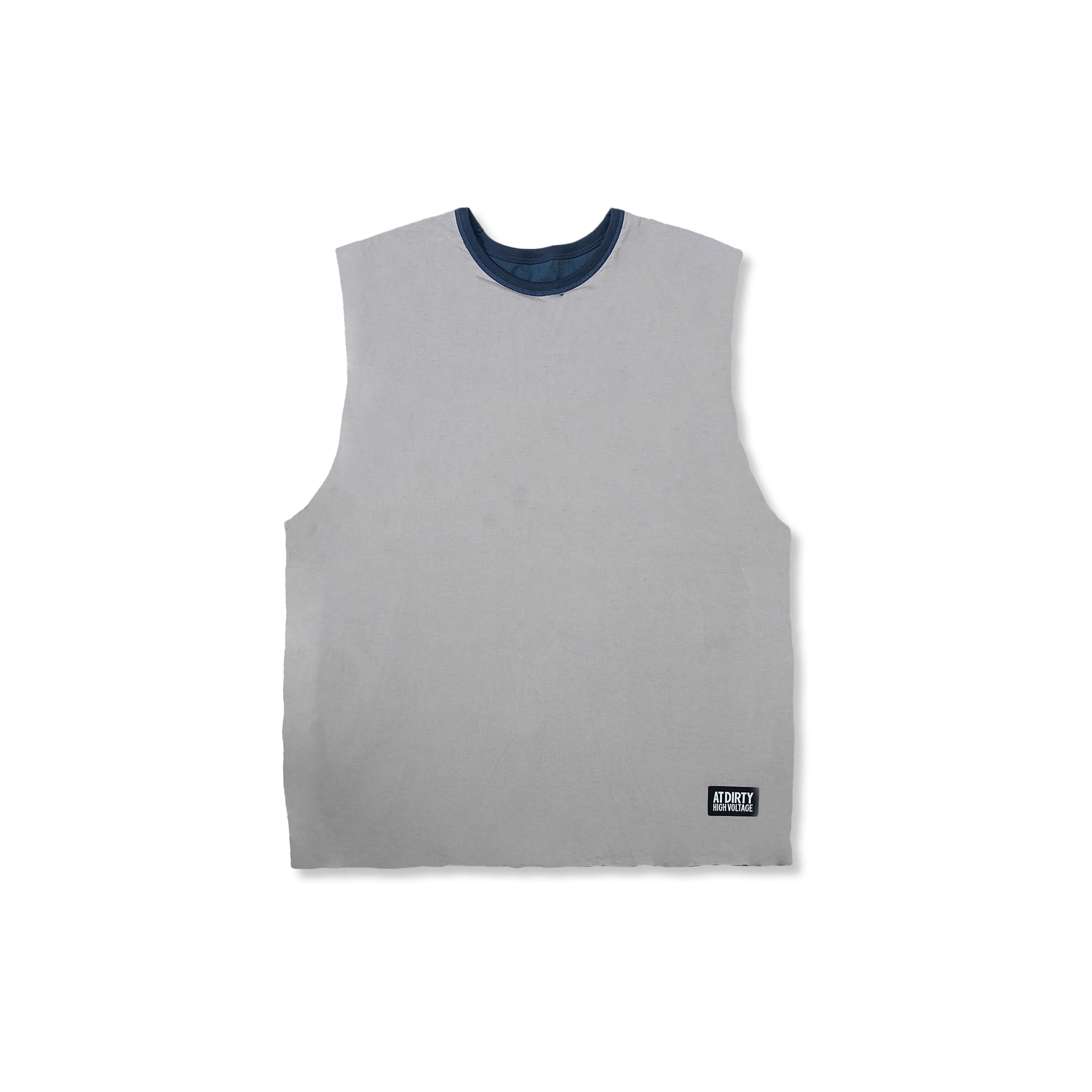 NO name! ONLINE STORE / AT-DIRTY/SLEEVELESS DOUBLE TEE (BLUE×GRAY)