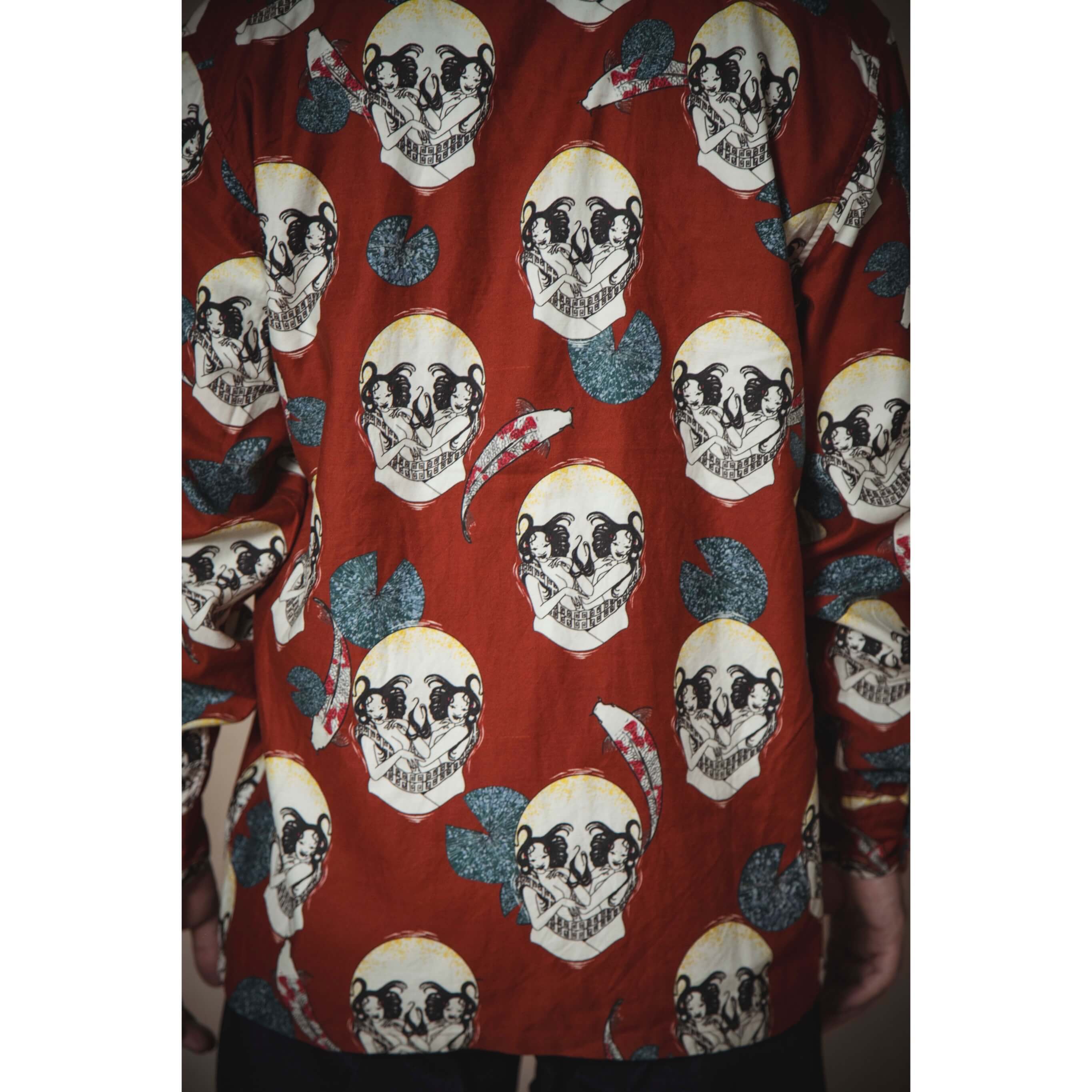 New name! ONLINE STORE / DRESS HIPPY/FACE TWO SKULL L/S SHIRT (RED)